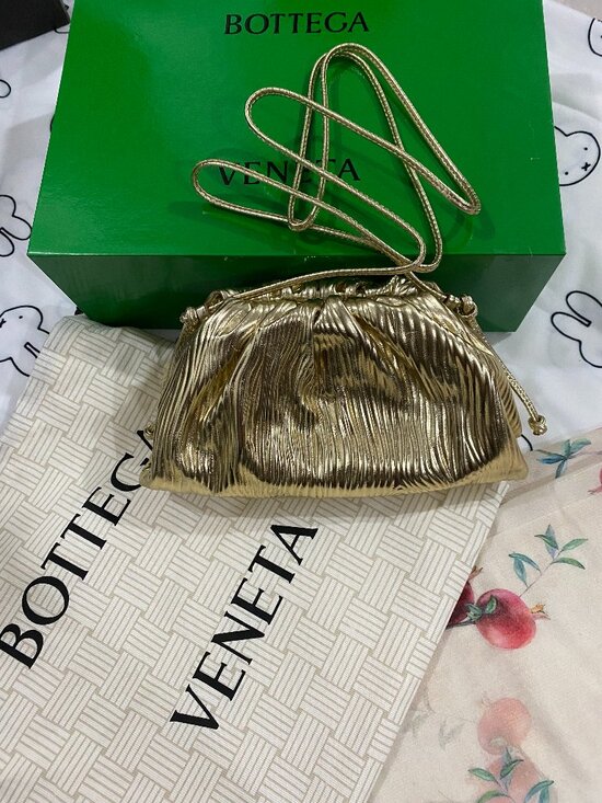 Bottega Veneta Handbags - Bottega Veneta Mini The Pouch (Metallic Gold)